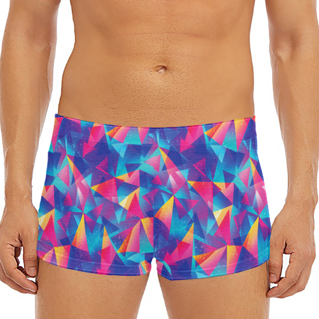 Colorful Geometric Mosaic Print Men's Short Boxer Briefs