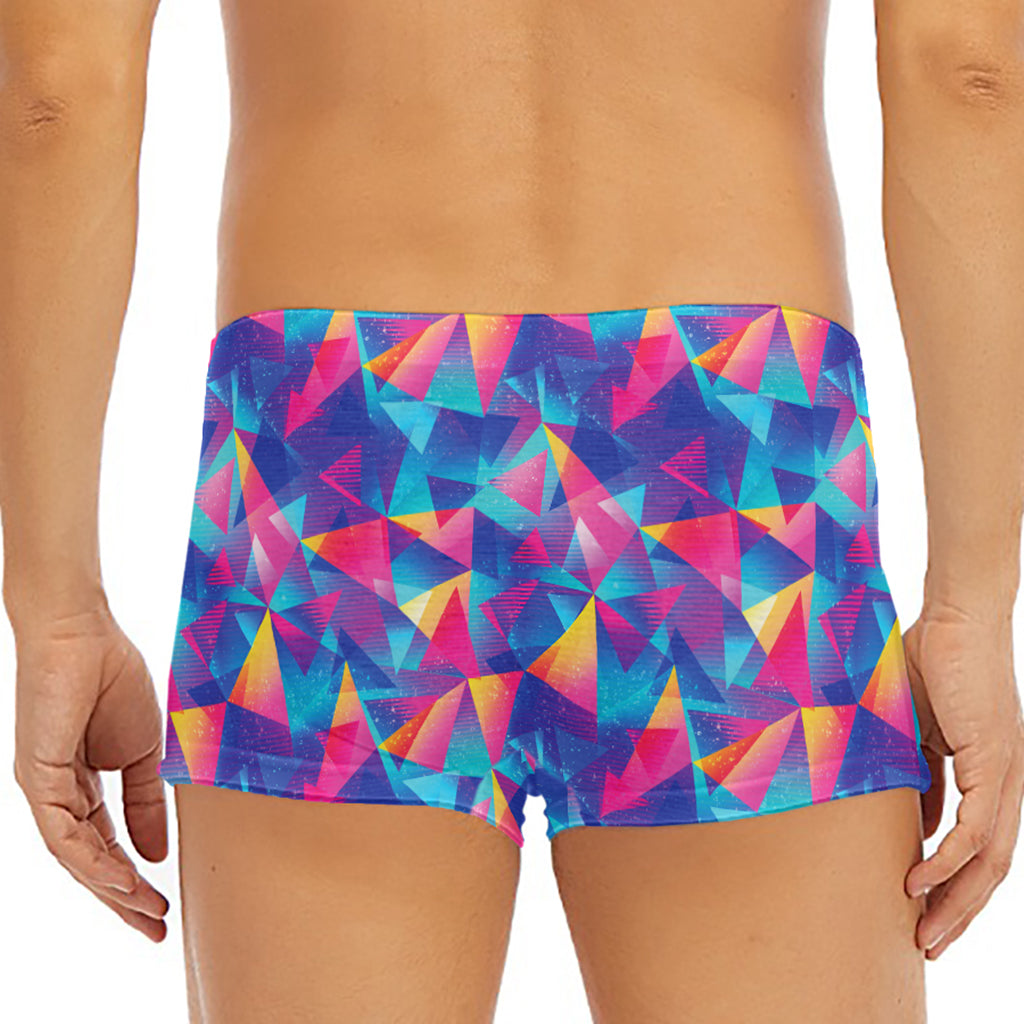 Colorful Geometric Mosaic Print Men's Short Boxer Briefs