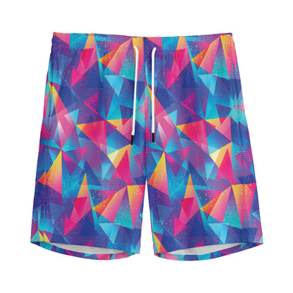 Colorful Geometric Mosaic Print Men's Sports Shorts