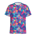 Colorful Geometric Mosaic Print Men's Athletic T-Shirt