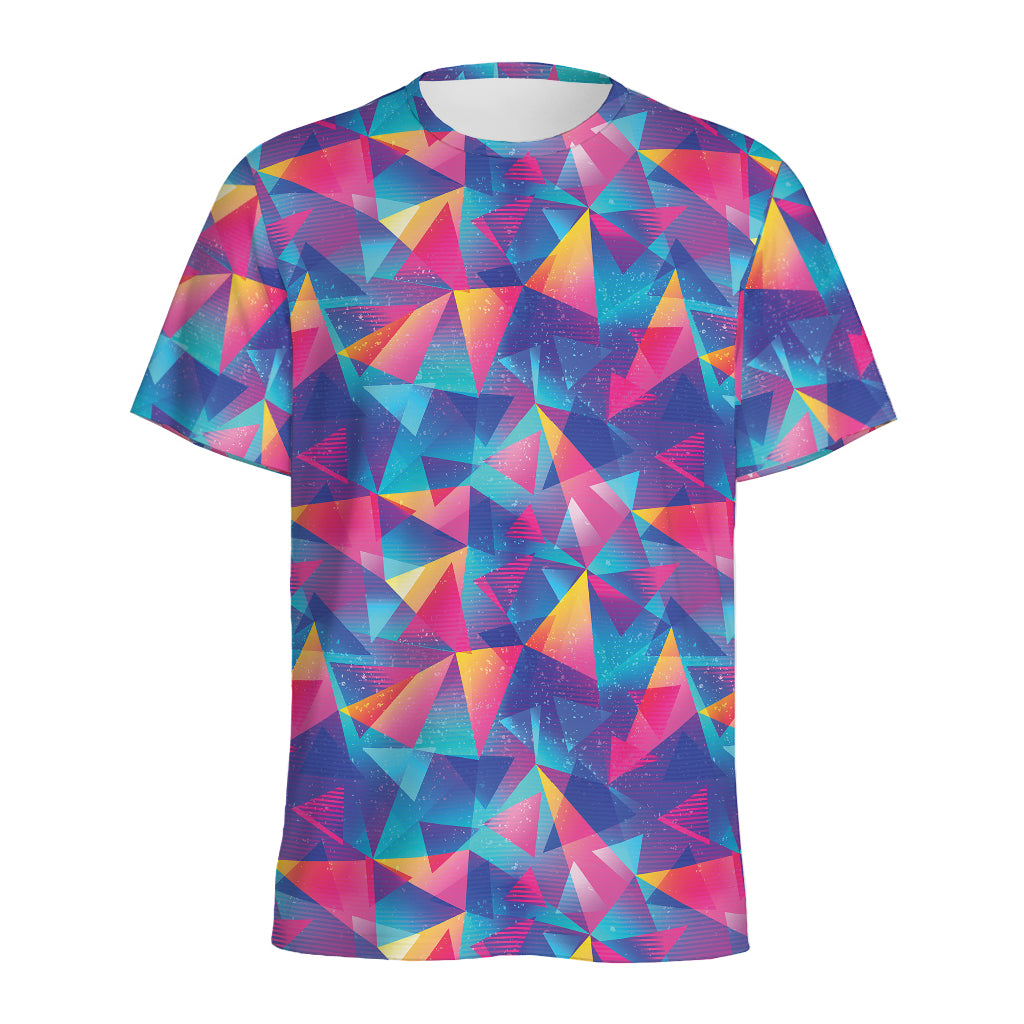 Colorful Geometric Mosaic Print Men's Sports T-Shirt