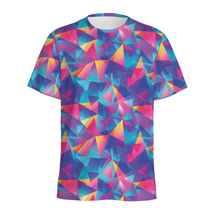 Colorful Geometric Mosaic Print Men's Sports T-Shirt