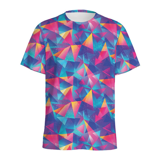Colorful Geometric Mosaic Print Men's Sports T-Shirt
