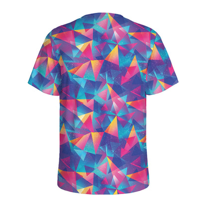 Colorful Geometric Mosaic Print Men's Sports T-Shirt