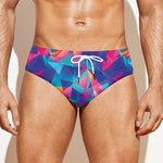 Colorful Geometric Mosaic Print Men's Swim Briefs