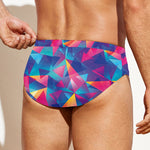 Colorful Geometric Mosaic Print Men's Swim Briefs