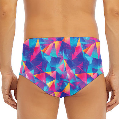 Colorful Geometric Mosaic Print Men's Triangle Swim Briefs