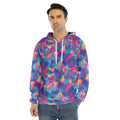 Colorful Geometric Mosaic Print Men's Velvet Pullover Hoodie
