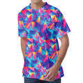 Colorful Geometric Mosaic Print Men's Velvet T-Shirt