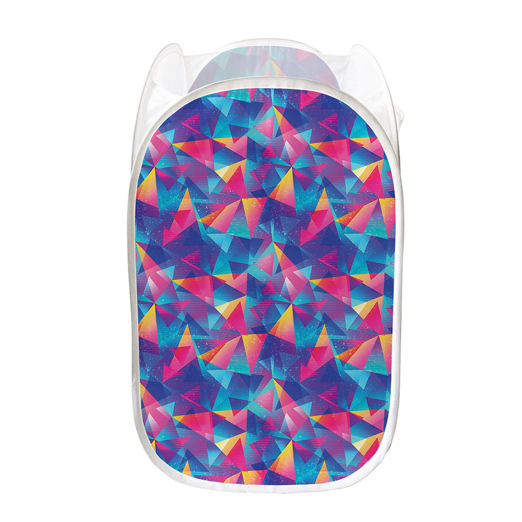 Colorful Geometric Mosaic Print Mesh Laundry Hamper