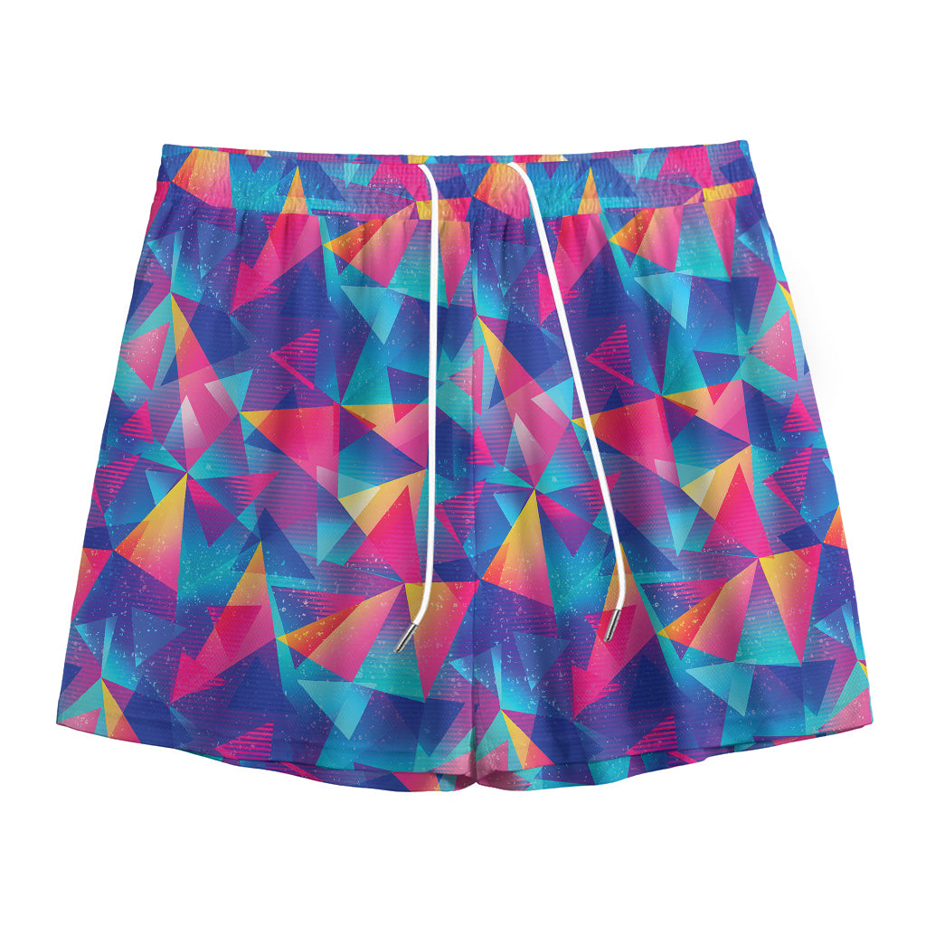 Colorful Geometric Mosaic Print Mesh Shorts