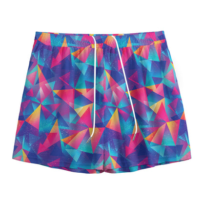 Colorful Geometric Mosaic Print Mesh Shorts