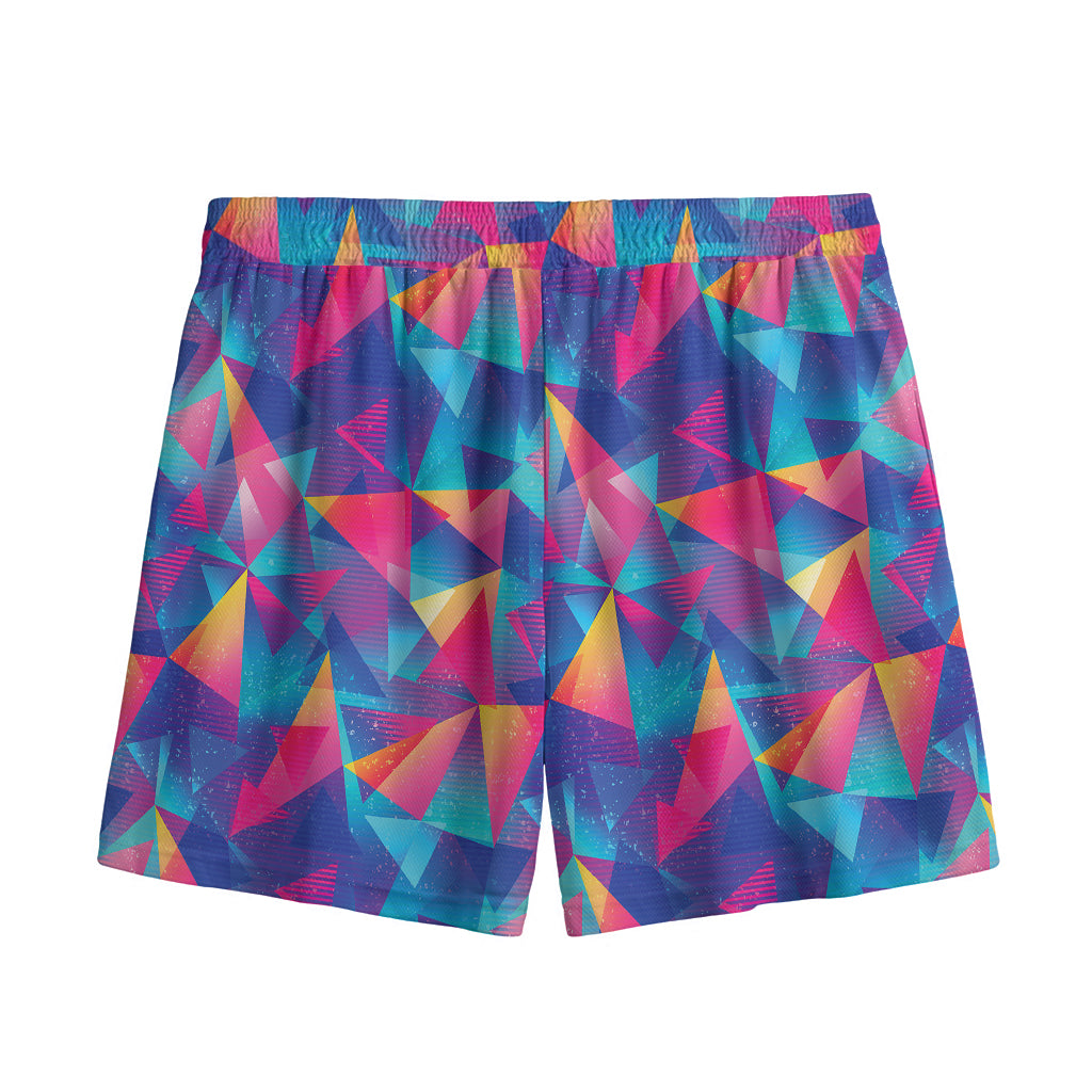 Colorful Geometric Mosaic Print Mesh Shorts