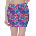 Colorful Geometric Mosaic Print Pencil Mini Skirt