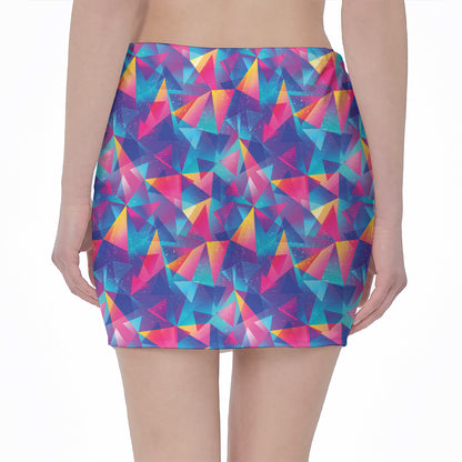 Colorful Geometric Mosaic Print Pencil Mini Skirt