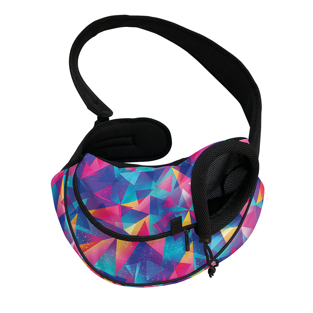 Colorful Geometric Mosaic Print Pet Sling Carrier