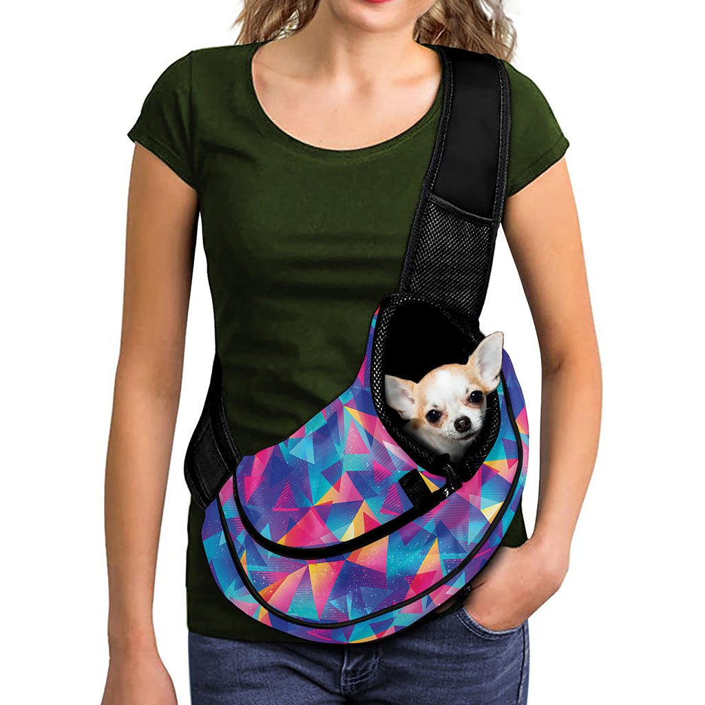 Colorful Geometric Mosaic Print Pet Sling Carrier
