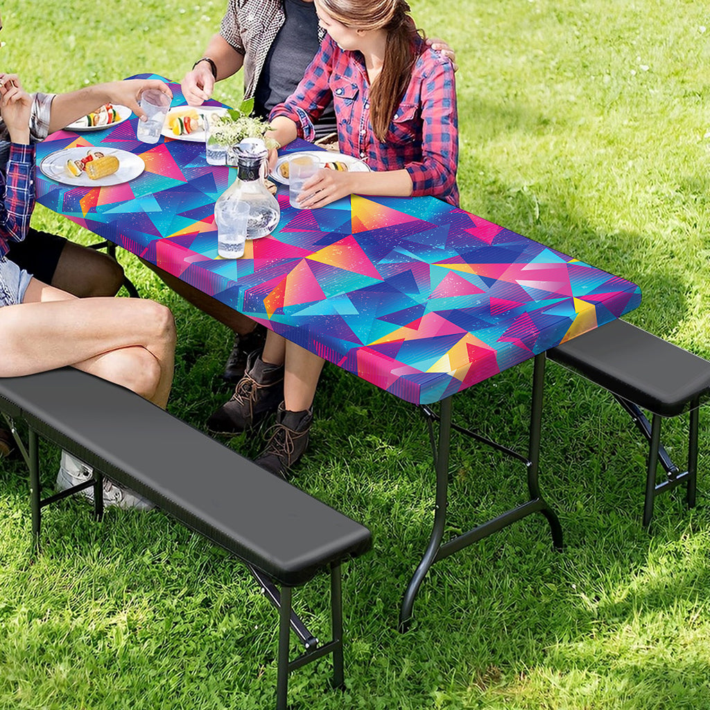Colorful Geometric Mosaic Print Picnic Table Cover