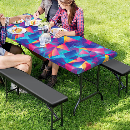 Colorful Geometric Mosaic Print Picnic Table Cover