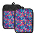 Colorful Geometric Mosaic Print Pot Holders With Pocket