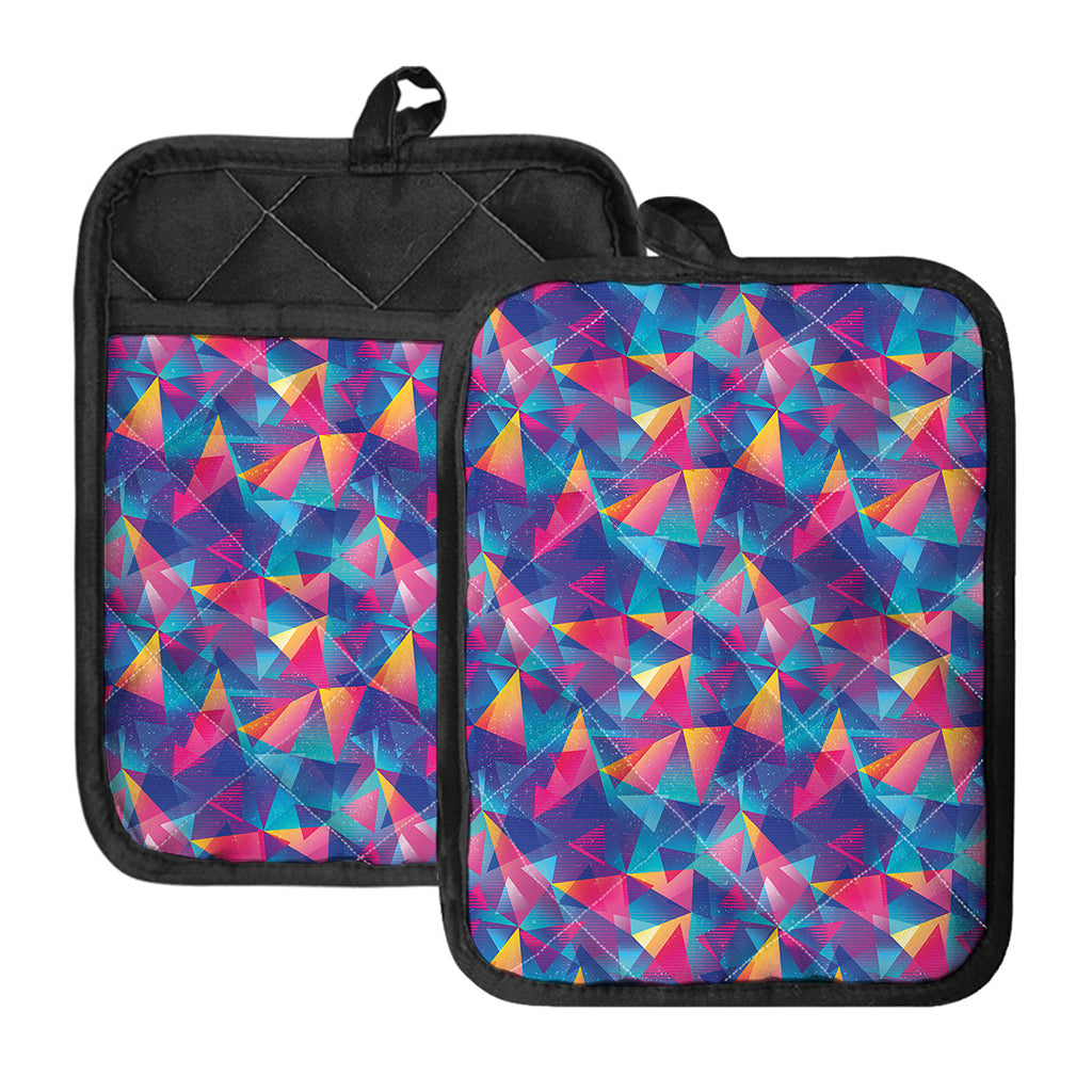 Colorful Geometric Mosaic Print Pot Holders With Pocket