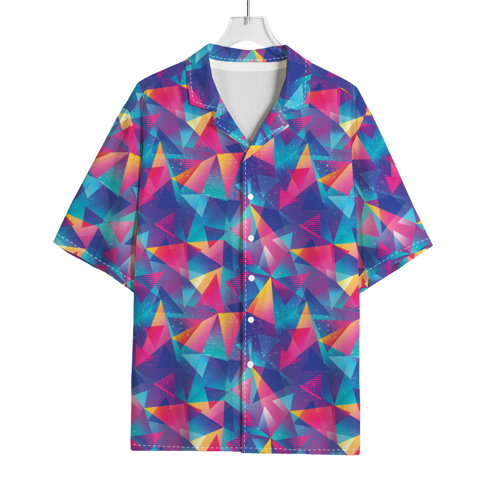 Colorful Geometric Mosaic Print Rayon Hawaiian Shirt