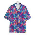 Colorful Geometric Mosaic Print Rayon Hawaiian Shirt
