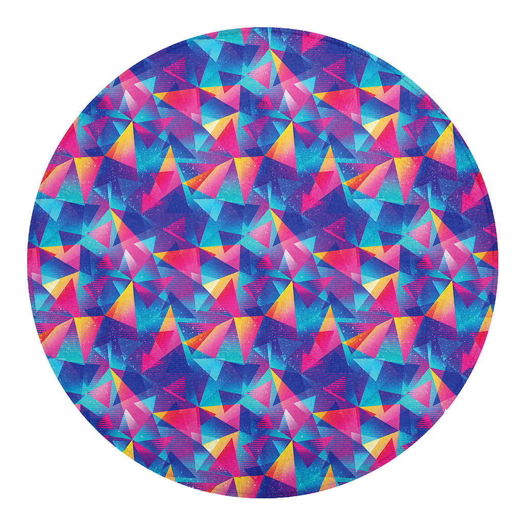 Colorful Geometric Mosaic Print Round Blanket