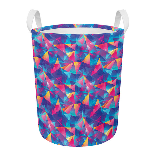 Colorful Geometric Mosaic Print Round Laundry Basket