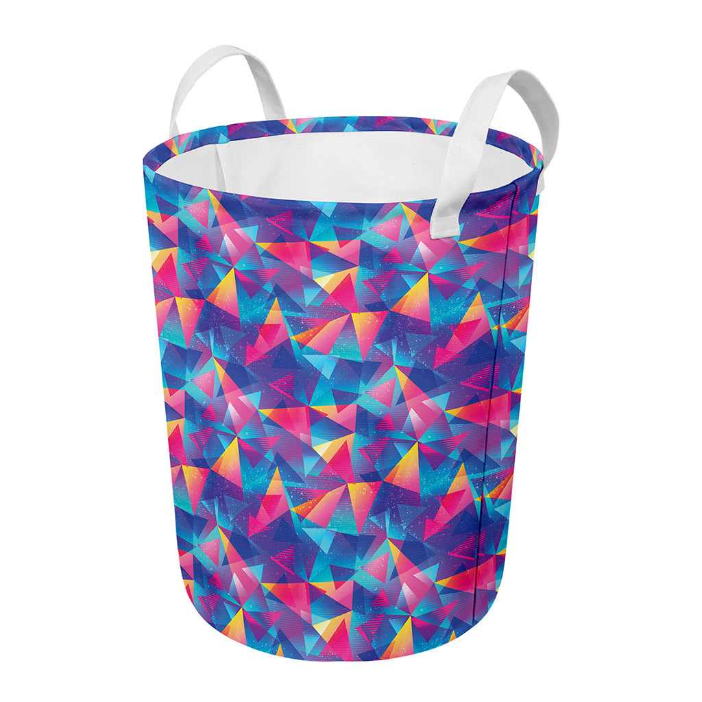 Colorful Geometric Mosaic Print Round Laundry Basket