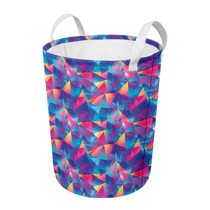 Colorful Geometric Mosaic Print Round Laundry Basket