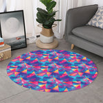 Colorful Geometric Mosaic Print Round Rug