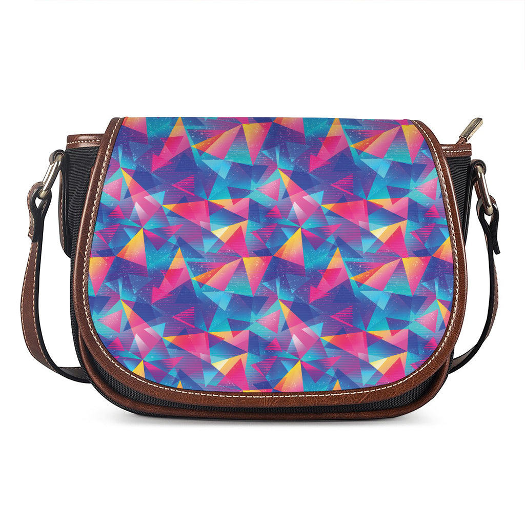 Colorful Geometric Mosaic Print Saddle Bag