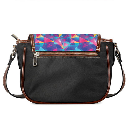 Colorful Geometric Mosaic Print Saddle Bag