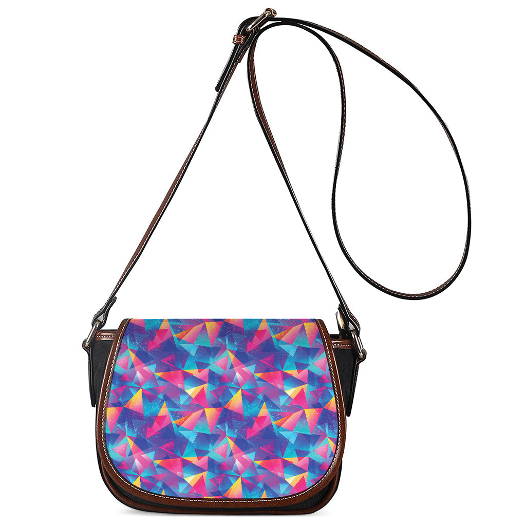 Colorful Geometric Mosaic Print Saddle Bag