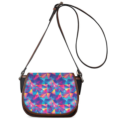 Colorful Geometric Mosaic Print Saddle Bag