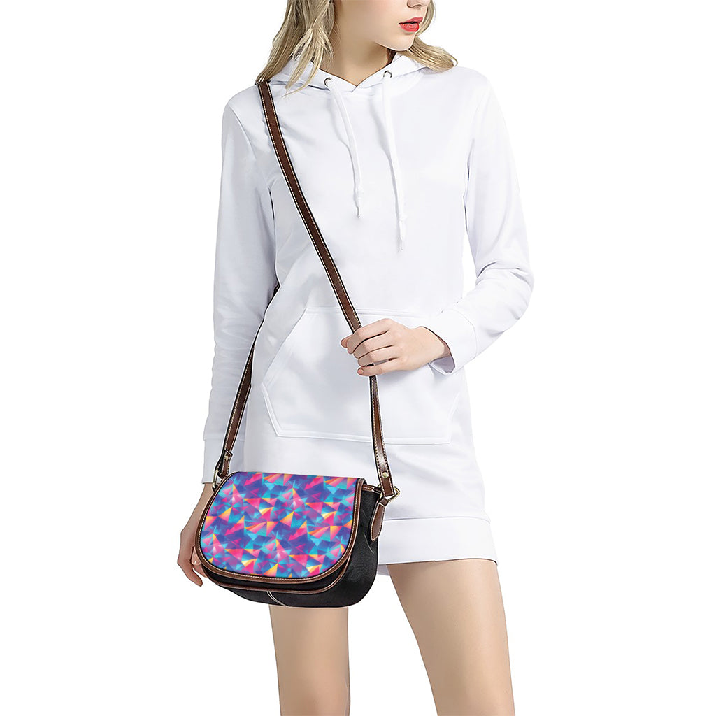 Colorful Geometric Mosaic Print Saddle Bag