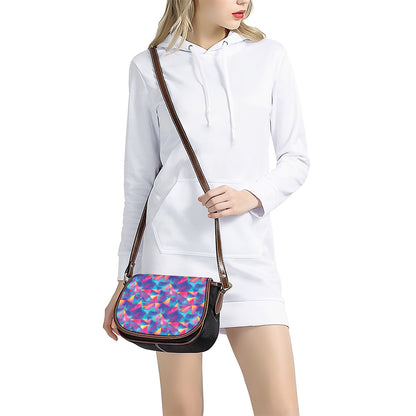 Colorful Geometric Mosaic Print Saddle Bag