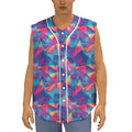 Colorful Geometric Mosaic Print Sleeveless Baseball Jersey