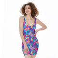Colorful Geometric Mosaic Print Sleeveless Bodycon Dress