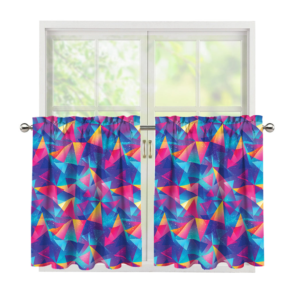Colorful Geometric Mosaic Print Tier Curtains
