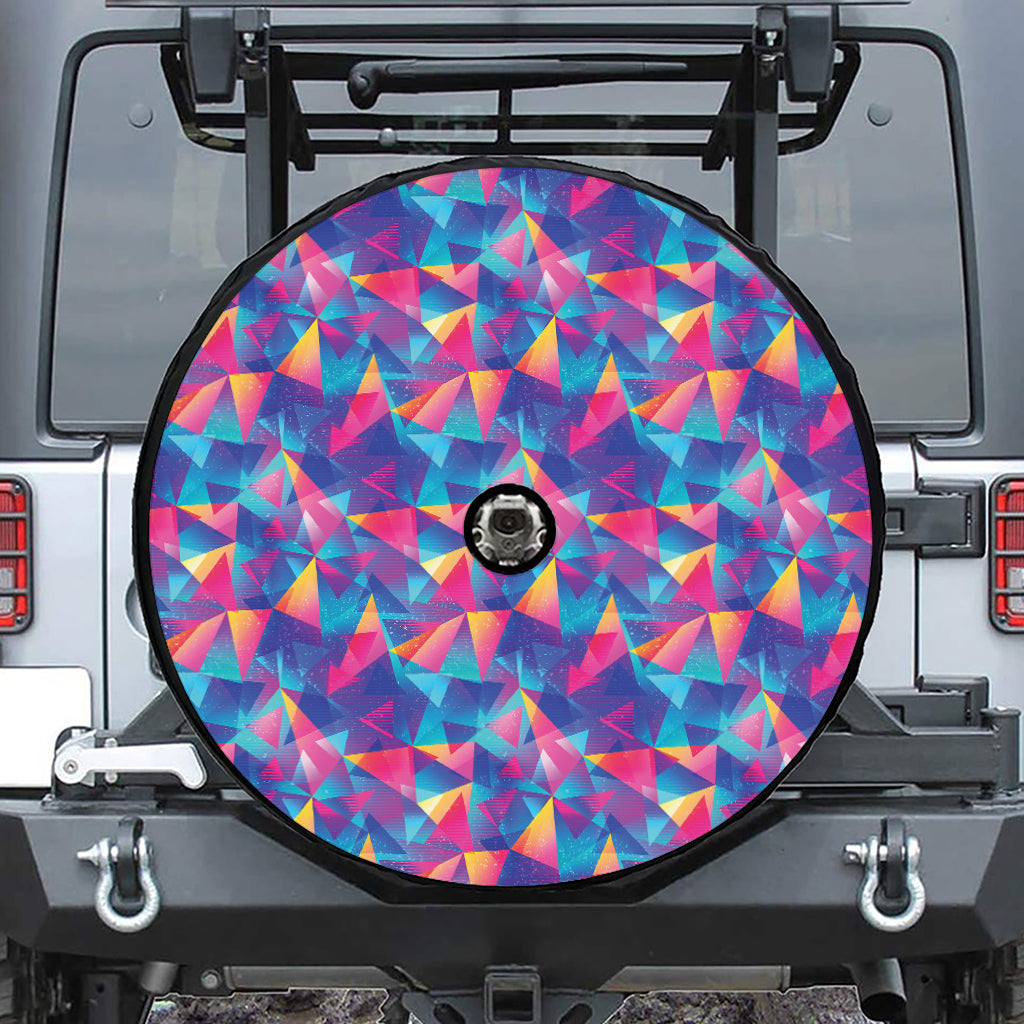 Colorful Geometric Mosaic Print Tire Cover With Camera Hole