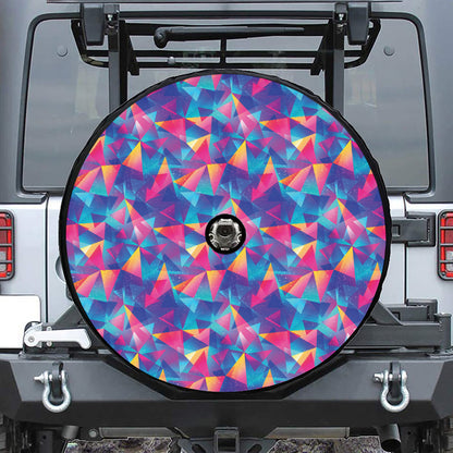Colorful Geometric Mosaic Print Tire Cover With Camera Hole