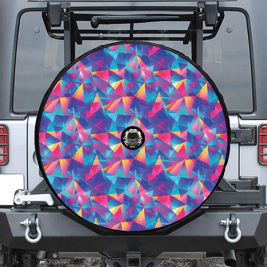 Colorful Geometric Mosaic Print Tire Cover With Camera Hole