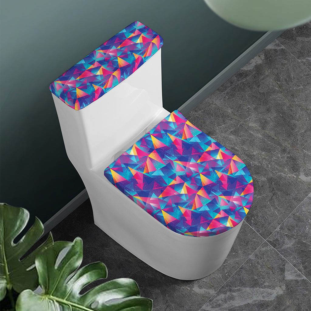 Colorful Geometric Mosaic Print Toilet Lid And Tank Cover Set