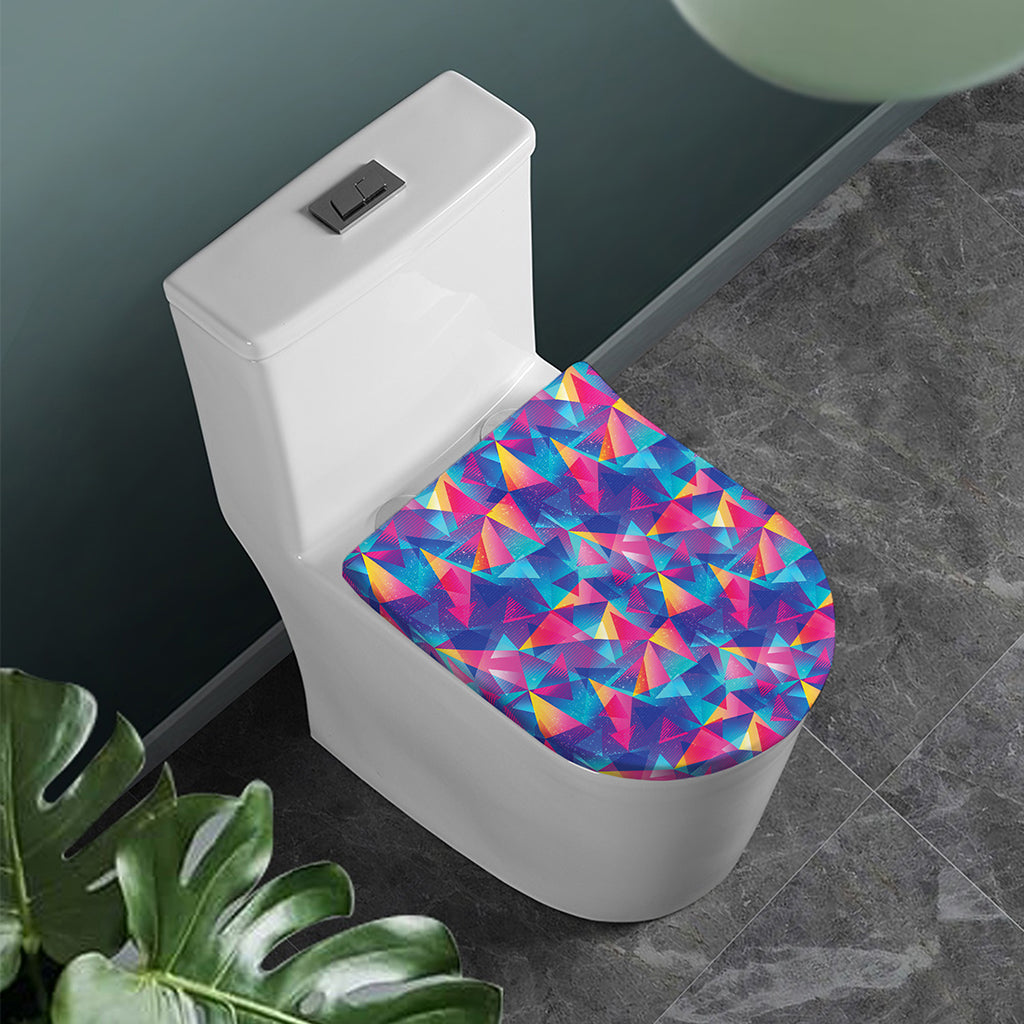 Colorful Geometric Mosaic Print Toilet Lid Cover