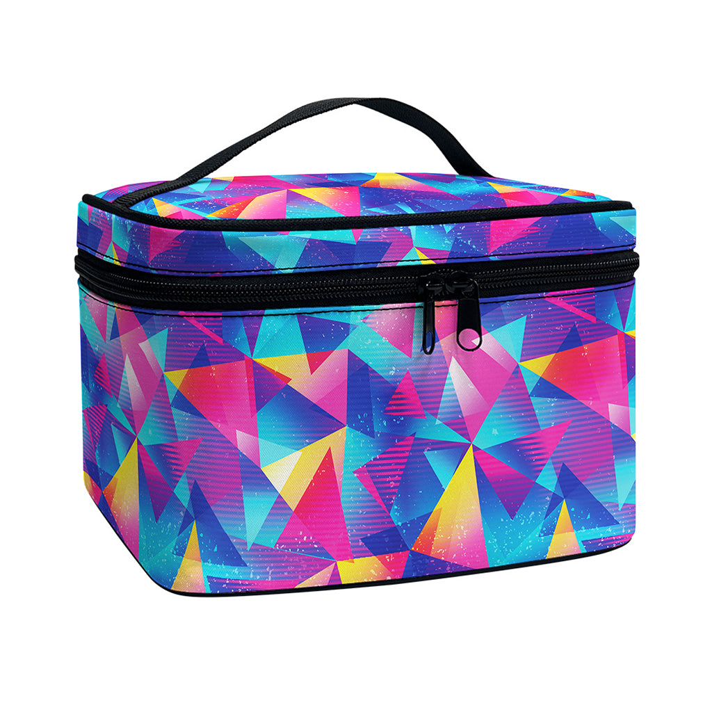 Colorful Geometric Mosaic Print Travel Makeup Bag