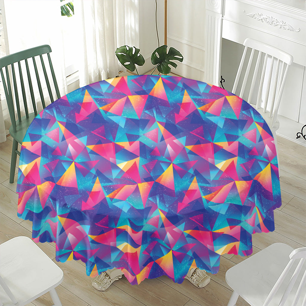 Colorful Geometric Mosaic Print Waterproof Round Tablecloth