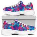 Colorful Geometric Mosaic Print White Chunky Shoes