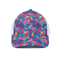 Colorful Geometric Mosaic Print White Mesh Trucker Hat